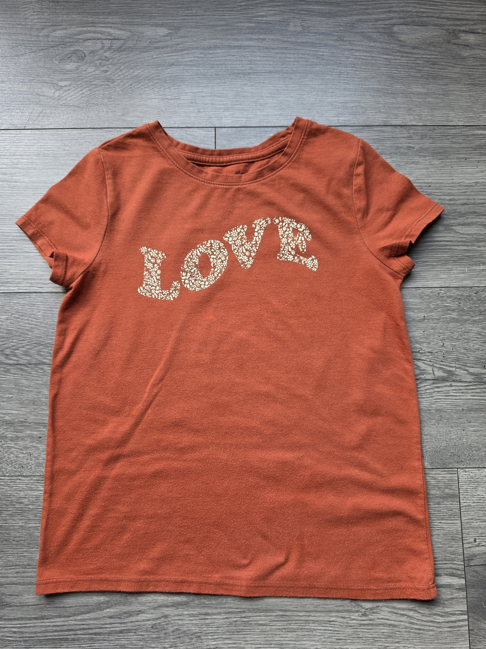 3/$6 Cat & Jack Rust Orange 'LOVE' Floral Graphic Tee